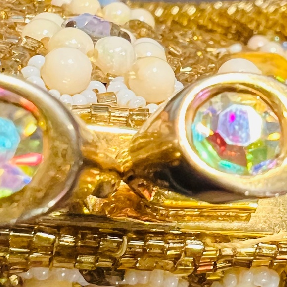 Vintage Hollywood Glam Purse, Bridal Wedding, Party, Beaded Sequins Rhinestones - Picture 4 of 9